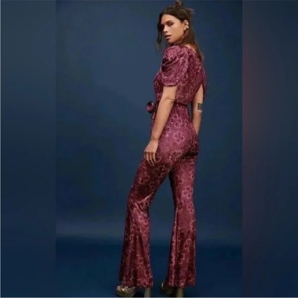 Free People Rosaline Jumpsuit Blackberry Sz Large NWOT - Picture 7 of 8